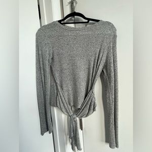 Grey Zara sweater with front tie